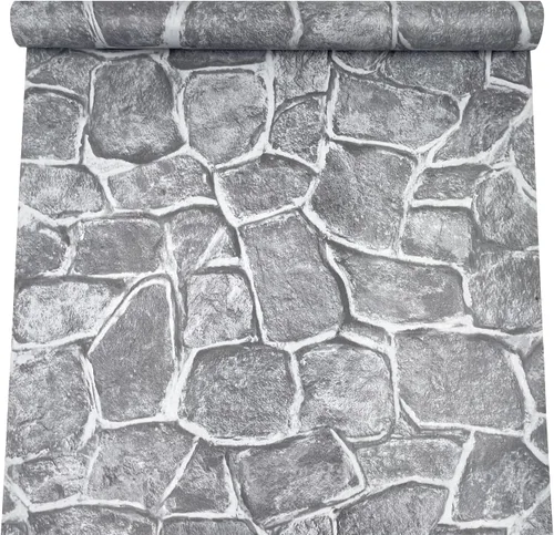 Vista 8 de SimpleLife4U, papel decorativo, papel de contacto, de vinilo, revestimiento para paredes de living, estantes, adhesivo, color gris roca, 17.7