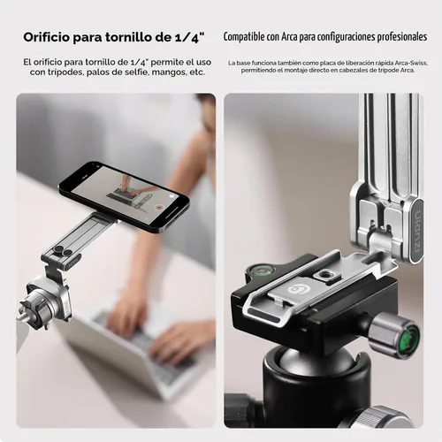 Vista 4 de ULANZI MA38 - Trípode magnético para teléfono para iPhone, mini trípode portátil para Magsafe con tornillo de doble cara de 1/4 pulgadas, gancho