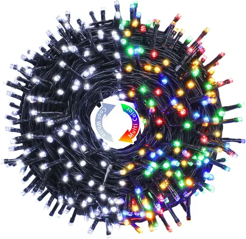 Vista 29 de JMEXSUSS Guirnalda de 250 luces LED que cambian de color, 11 modos, luces cálidas y multicolor para árbol de Navidad con luces de Navidad remotas al
