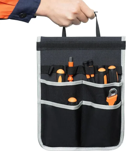 Vista 5 de Garosa Caja de herramientas Bolsa colgante interior Oxford tela organizador de hardware con prueba de pinchazos para electricistas, carpinteros