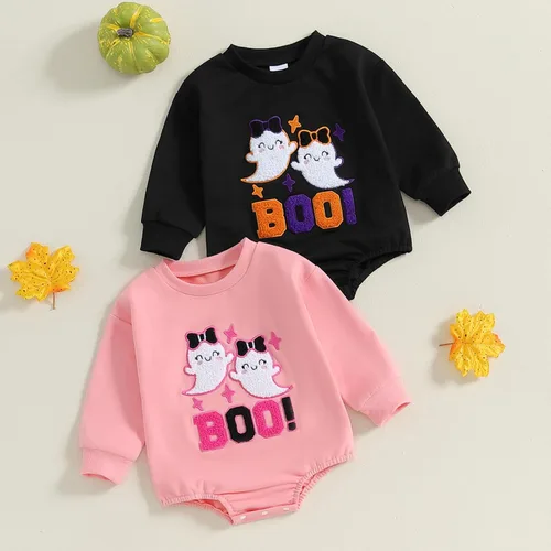Vista 136 de Adobabirl Traje de Halloween para bebé, sudadera de fantasma, calabaza, mameluco, suéter de gran tamaño, lindo para otoño e invierno
