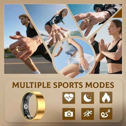 Vista 8 de Anillo inteligente para mujeres y hombres, rastreador de fitness y salud con monitor de frecuencia cardíaca, oxígeno en sangre, rastreador de sueño