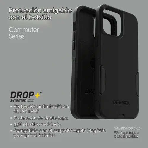 Vista 6 de OtterBox Commuter Series - Funda para iPhone 13 Pro Max y iPhone 12 Pro Max (Solo) - Embalaje no comercial - (Negro)