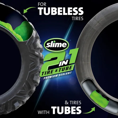 Vista 4 de Slime 10207 Sellador de reparación de pinchazos 2 en 1 para neumáticos y tubos, 2 en 1, premium, prevención y reparación, adecuado para todos