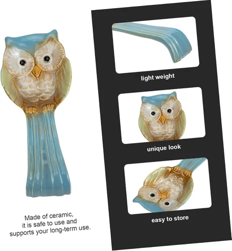 Vista 7 de Yardwe Soporte para cucharas de búho, herramientas de decoración, utensilios de servir para bufé, cucharas de sopa, plato de cerámica para reposo