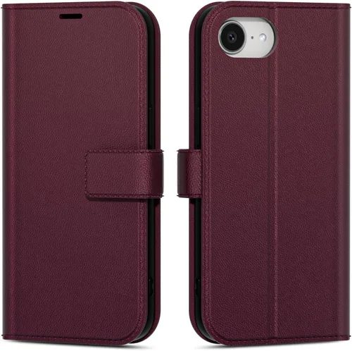 Vista 41 de oakxco Funda tipo cartera para iPhone SE 2022/2020/8/7 con soporte para tarjeta de crédito, funda magnética RFID delgada tipo libro con tapa