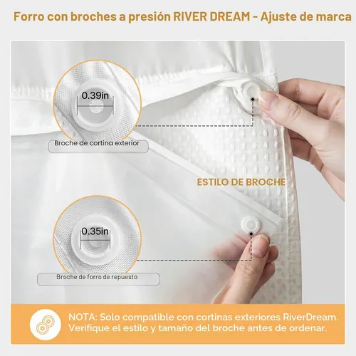 Vista 3 de River Dream - Forro de repuesto de plástico (PEVA) para cortina de ducha, 70 pulgadas de ancho x 54 pulgadas de alto 100% Waterproof,Detachable