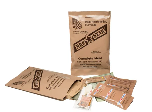 Vista 2 de MRE STAR Survival - Caja de comidas de emergencia listas para comer con accesorios y FRH, embalaje compacto y ligero, vida útil prolongada, 12