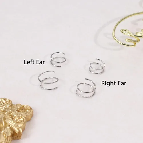 Vista 21 de 2 Pairs Double Hoop Earrings, Gold Cartilage Earrings for Women, Small Silver Helix Piercing Jewelry,Spiral Nose Ring Tiny Twist Earrings as Gift