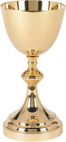 Vista 3 de Church Cáliz y patena de latón chapado en oro, 5 onzas, plata antigua de 2