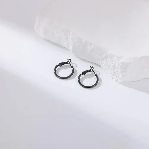 Vista 6 de Gacimy Aretes de aro de oro para mujer, aros finos chapados en oro de 14 Negro