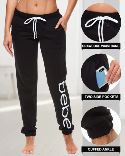 Vista 2 de bebe Womens Sweatpants French Terry Jogger Lounge Sleep Pajamas