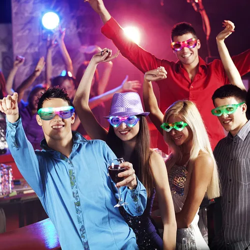 Vista 7 de 21 lentes LED de 7 formas, 6 luces LED que brillan en la oscuridad, suministros de fiesta para niños y adultos, obturador, corazón, estrella