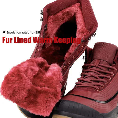 Vista 4 de ulogu Botas de nieve para mujer, impermeables, ligeras, aisladas, con forro de piel, cálidas, botines cómodos de invierno