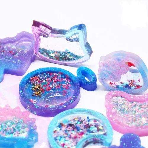 Vista 6 de 9 moldes para coctelera de resina, molde de fundición epoxi de arena movediza Kawaii, molde de silicona de animales de gato con 3 hojas de película