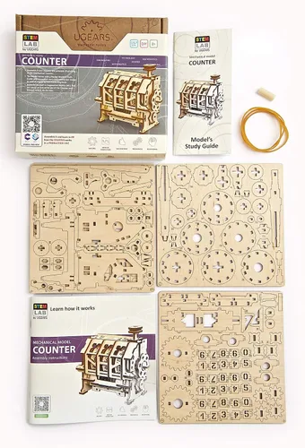 Vista 8 de UGEARS STEM Lab Math Series - Rompecabezas 3D educativos e ingeniería únicos con aplicación (contador)