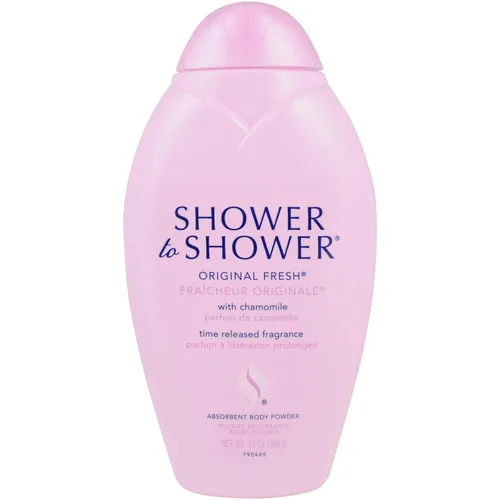 Vista 2 de Shower to Shower Polvo corporal original fresco con manzanilla para hombres y mujeres, sin talco, 13 onzas (paquete de 2)