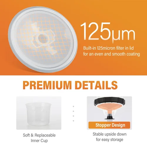 Vista 3 de Tazas desechables para pistola de pintura (200ML/6.7OZ), kit de tazas de pintura con 50 revestimientos de taza, 50 tapas, 20 tapones de sellado, 1