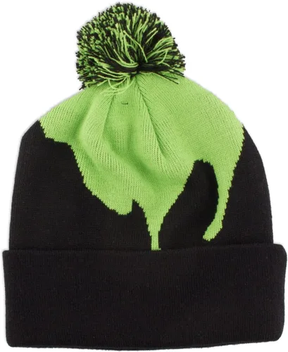 Vista 2 de Ripple Junction Ghostbusters Glow in the Dark Slimer Pom Beanie Negro, Negro
