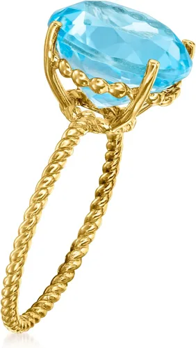 Vista 3 de Ross-Simons Anillo de cuerda trenzada con piedras preciosas en oro amarillo de 14 quilates