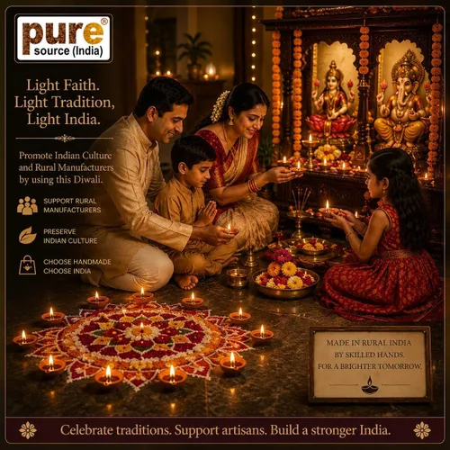 Vista 4 de Pure Source India Arcilla natural tradicional Diwali Ke Diye Diya arcilla de tierra Mitti Ka Diva Diyas para Pooja (juego de 48 piezas)