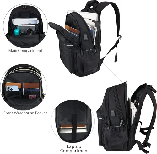Vista 4 de KEOFID Mochila de viaje antirrobo para hombres y mujeres, moda para mujeres, mochila informal para la universidad, Negro -, X-Grande, Mochila de moda