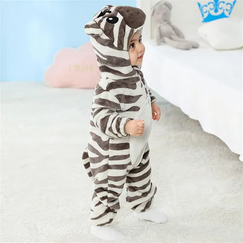 Vista 69 de Mameluco unisex de franela para bebé, disfraz de animal con capucha de dibujos animados