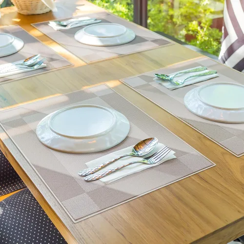 Vista 5 de 8 manteles individuales transparentes de 13 ¼ x 20 pulgadas, protector de plástico transparente para cocina, mesa de comedor, manteles individuales