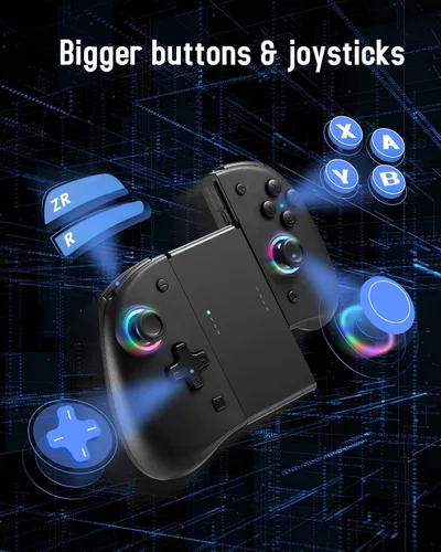 Vista 4 de binbok Switch Joypad Controller for SwitchSwitch OLED, Wireless Controllers Replacement Switch Controller 8 Colors Adjustable LED Handheld