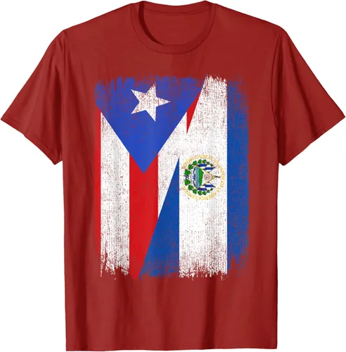 Vista 49 de Camiseta Half Puerto Rico El Salvador Flag Orgullo Salvadoreño Roots