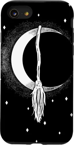 Vista 18 de Funda para iPhone 16 con diseño de luna creciente, escoba de bruja, vintage, Halloween, niñas y mujeres