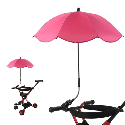 Vista 15 de Sombrilla para cochecito de bebé, paraguas universal de 14 pulgadas con abrazadera, parasol ajustable de 360 grados, paraguas para carrito