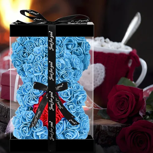 Vista 7 de Double Couple Regalo para mamá y mujer, bonito oso de rosas, adorable oso artificial, el mejor regalo para el día de San Valentín, día de la madre