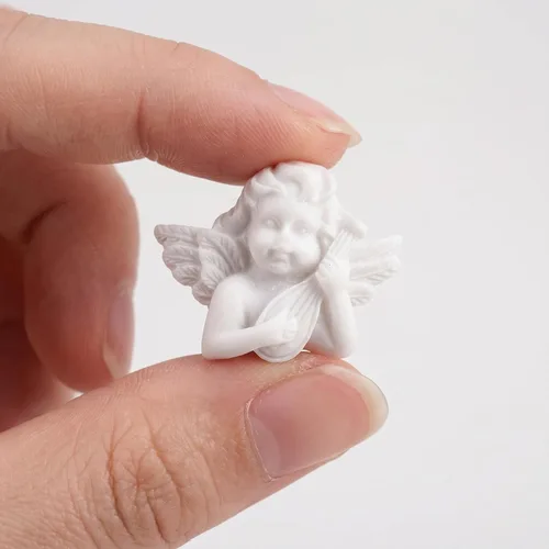 Vista 6 de EXCEART 60 piezas de figuras de ángel en miniatura, mini estatua de ángel, adornos de resina, cuentas planas para bricolaje, álbumes de recortes