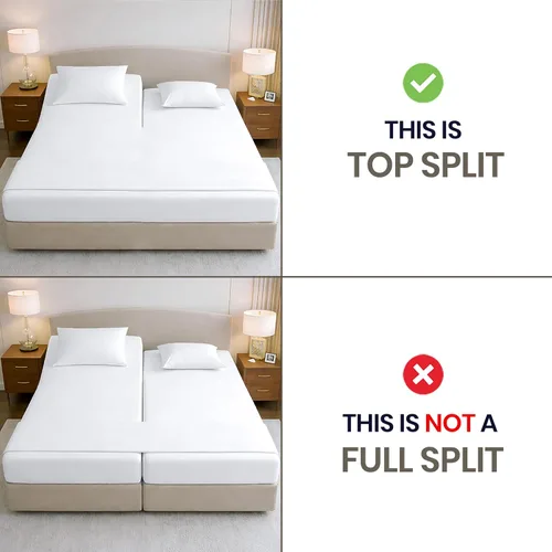 Vista 5 de SGI bedding Sábana Queen de 28" con Parte Superior Dividida Flex Head, 100% Algodón Egipcio, Cuenta de Hilos 1000, Sábana Superior Flex para Cama