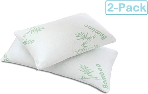 Vista 3 de All American Collection Soft Home Bedroom Premium Hotel Quality 2 piezas almohada de espuma viscoelástica triturada para dormir (Queen, blanco)
