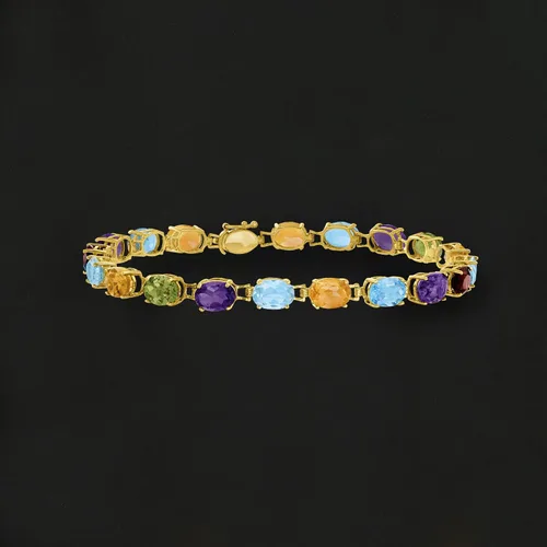 Vista 3 de Ross-Simons Pulsera de piedras preciosas múltiples de 16,30 quilates en oro amarillo de 14 quilates