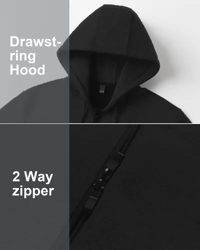 Vista 4 de Chrisuno Sudaderas largas con capucha para mujer talla grande estilo casual con cremallera chaquetas de forro polar