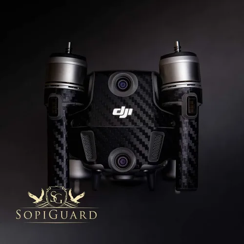 Vista 5 de SopiGuard 3M - Vinilo de fibra de carbono negro para DJI Mavic 2 Pro/Zoom