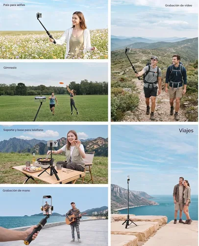 Vista 7 de Trípode para iPhone, selfie stick con control remoto, trípode estable y Negro