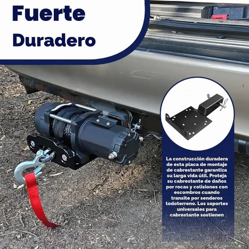 Vista 2 de Placa de montaje universal para cabrestante de remolque con receptor de 2 pulgadas, soporte de cabrestante placa de montaje para ATV, UTV