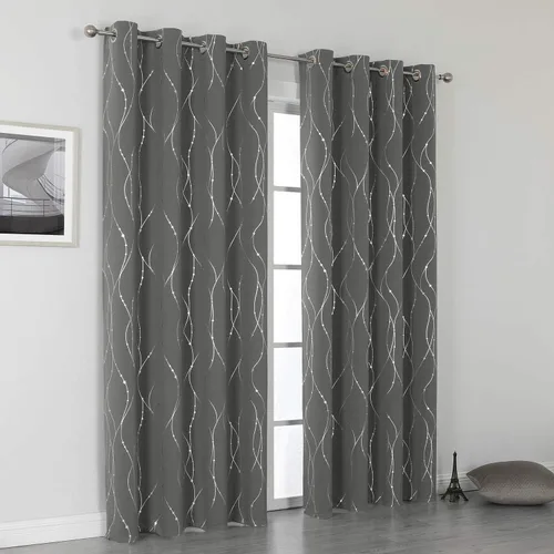 Vista 7 de SMILE WEAVER Cortinas opacas grises para sala de estar de 84 pulgadas de largo, 2 paneles, cortinas de oscurecimiento de habitación, diseño de Gris