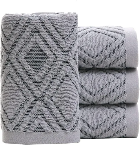 Vista 7 de Pidada Juego de 2 toallas de mano con patrón de diamante, 100% algodón, absorbentes, suaves, toallas decorativas para baño (beige marrón)