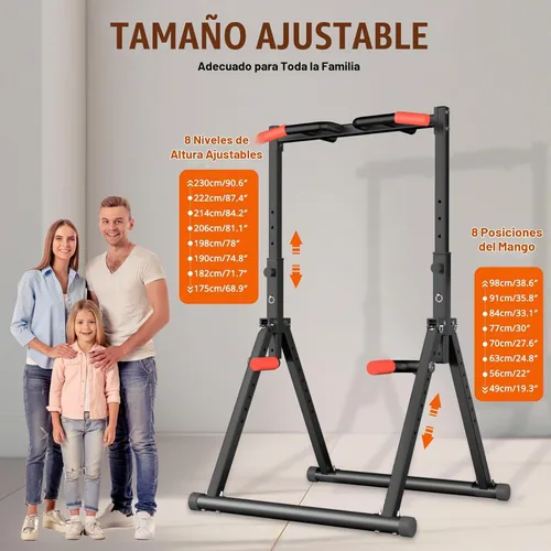 Vista 2 de WATBKHE Power Tower Pull Up Dip Station, Pull Up Bar Free Standing Negro 01