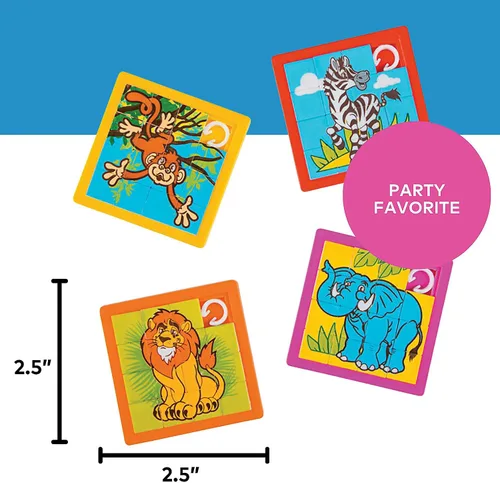 Vista 4 de Fun Express Rompecabezas de plástico de 2 1/2 pulgadas con diseño de animales de zoológico, 12 unidades, ideal para la escuela, cumpleaños, cofres