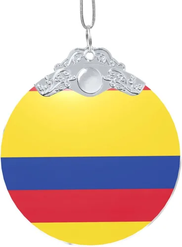 Vista 9 de Bandera de Colombia imprimir cristal redondo adorno de Navidad, colgante de cristal, decoración del árbol de Navidad o regalo