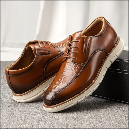 Vista 5 de JITAI Zapatos de vestir Oxford casuales para hombre, zapatos de moda de negocios con cordones para hombres