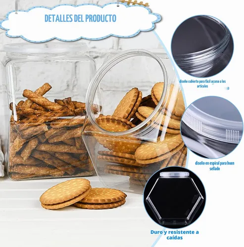 Vista 3 de Tarros hexagonales de plástico con tapas herméticas, paquete de 12, 30 onzas, reutilizables