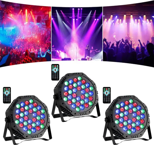 Vista 10 de 36 luces LED Par de luces DJ con cable RGB con control activado por sonido iluminación ascendente para bodas, fiestas, clubes, aparatos