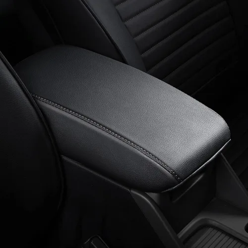 Vista 7 de AOMSAZTO - Fundas de consola para Nissan Sentra 2020, 2021, 2022, almohadilla para reposabrazos color negro con costuras rojas